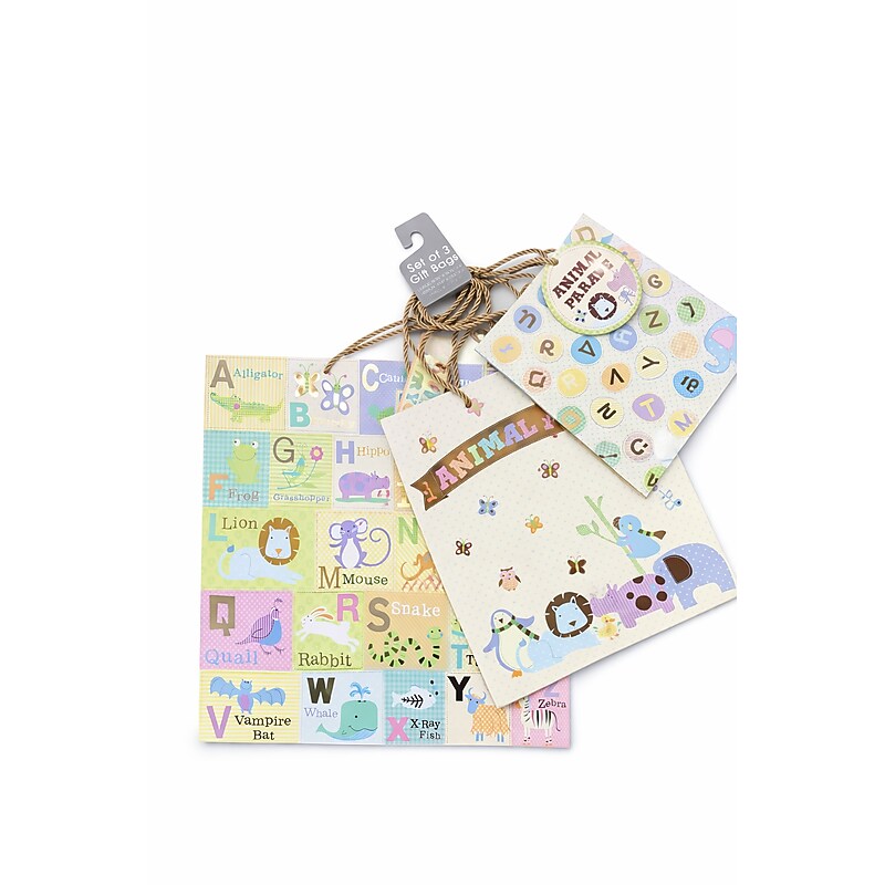Simple Pleasures Alphabet Animals Large Gift Bags, Multicolored, 48/Carton (S2032-1756) image 1