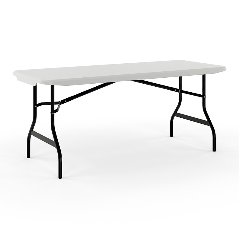 Staples 6' x 29.5" Heavy Duty Plastic Folding Table, White Granite (62109) image 1