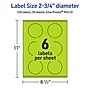 Avery Printable Circle Multipurpose Labels, 2.75" Dia., Bright Green, 120/Pack (94512)~#|#~D0B01053-E8B3-4715-910114E08977A054_sc7