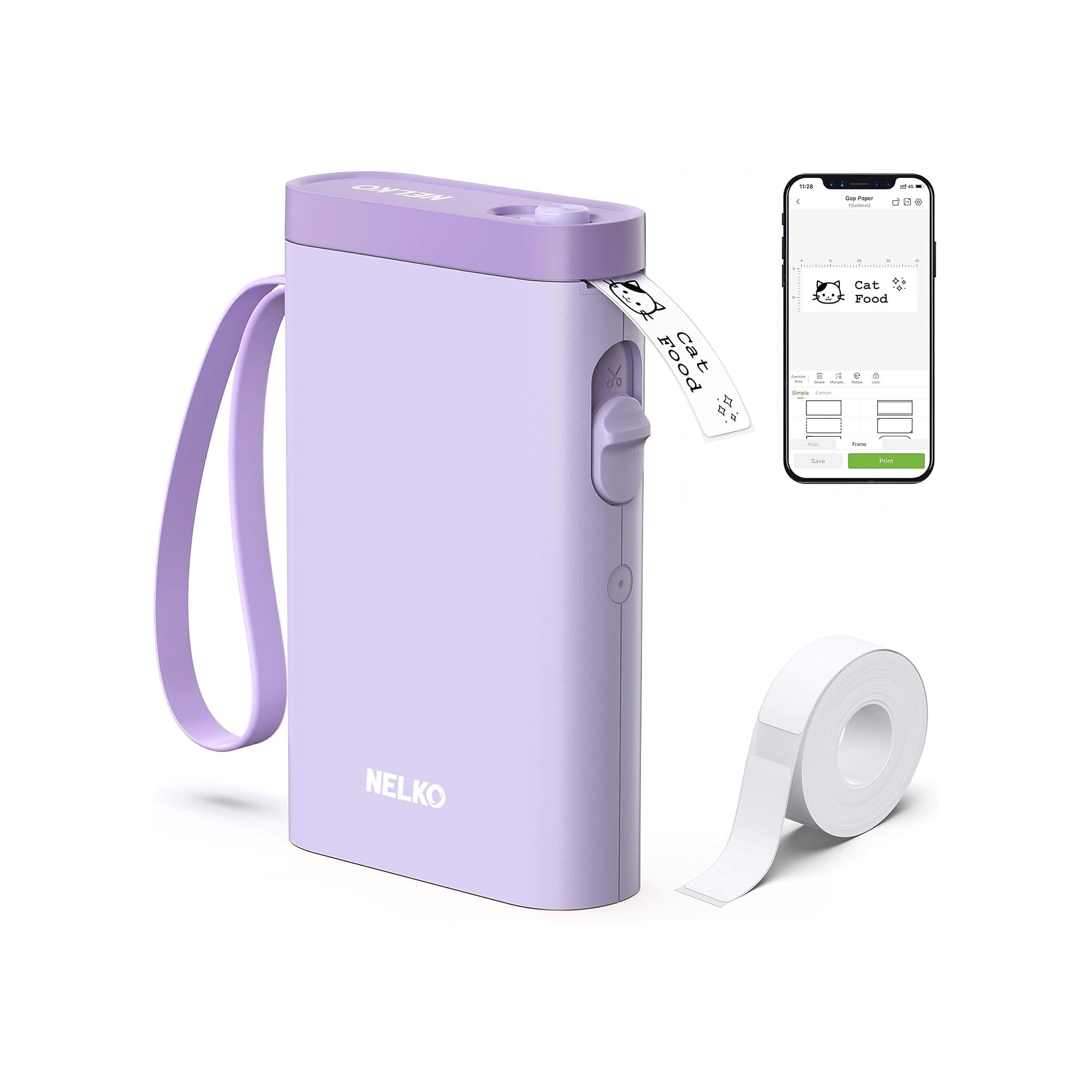 Nelko P21 Portable Bluetooth Thermal Label Printer, Purple (P21PL-1440WH-1R) Sansujyuku sansujyuku.com