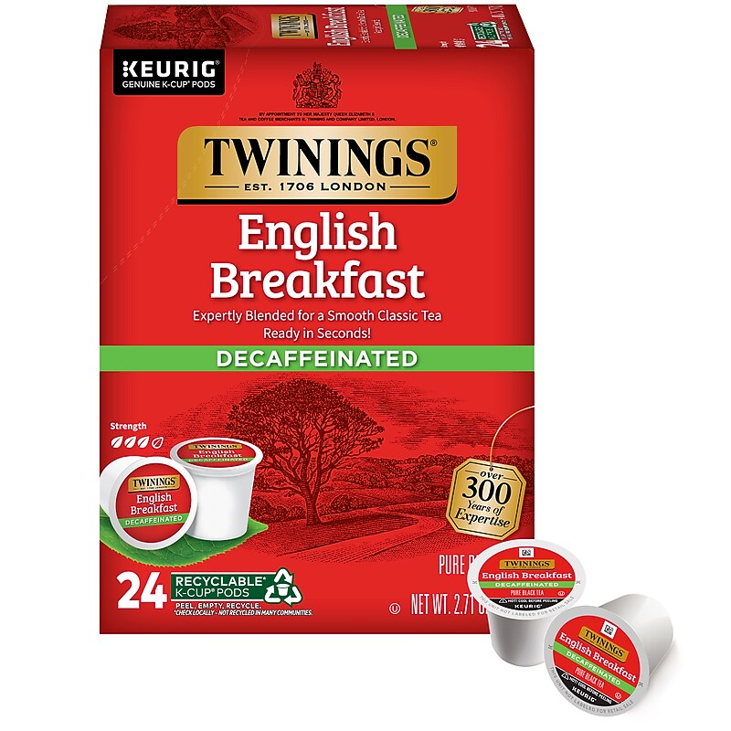 Twinings English Breakfast Decaf Black Tea, Keurig® K-Cup® Pods, 24/Box (TNA85784) image 1