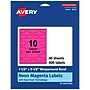 Avery Laser/Inkjet Cigar Multipurpose Labels, 1.5" x 3.5", Neon Magenta, 400/Pack (94122)~#|#~D0C7F1EA-6877-42B0-B226F566D7D6E9FA_sc7