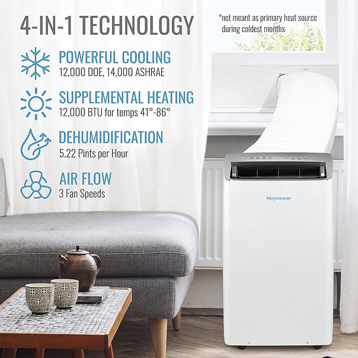 Keystone 115-Volt 14,000 BTU ASHRAE (12,000 BTU DOE) Portable Air