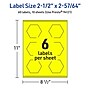 Avery Hexagon Laser/Inkjet Multipurpose Labels, 2-1/2" x 2-57/64", Neon Yellow (60/Pack)~#|#~D0D4E8C3-C0E4-4A6F-B84C7BE1DBBE485B_sc7