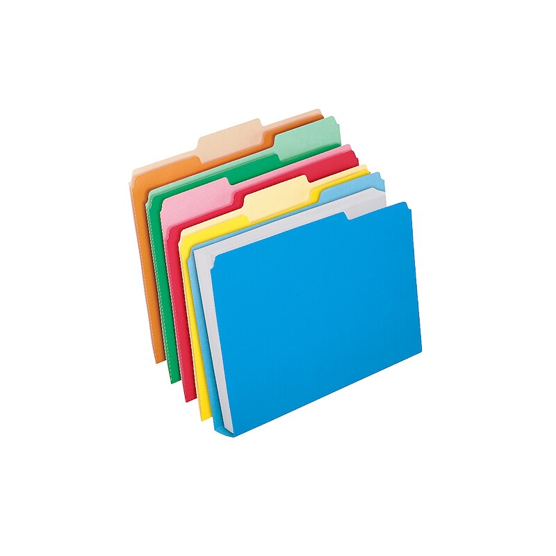Pendaflex Double Stuff Recycled File Folder, 1/3-Cut Tab, Assorted, Letter Size, Assorted Colors, 24/Pack (54458EE) image 1