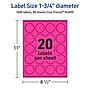Avery Laser/Inkjet Round Multipurpose Labels, 1.75" Dia., Neon Magenta, 1600/Box (94509)~#|#~D0DD1D45-4D3E-48B8-BA25232E91F23706_sc7