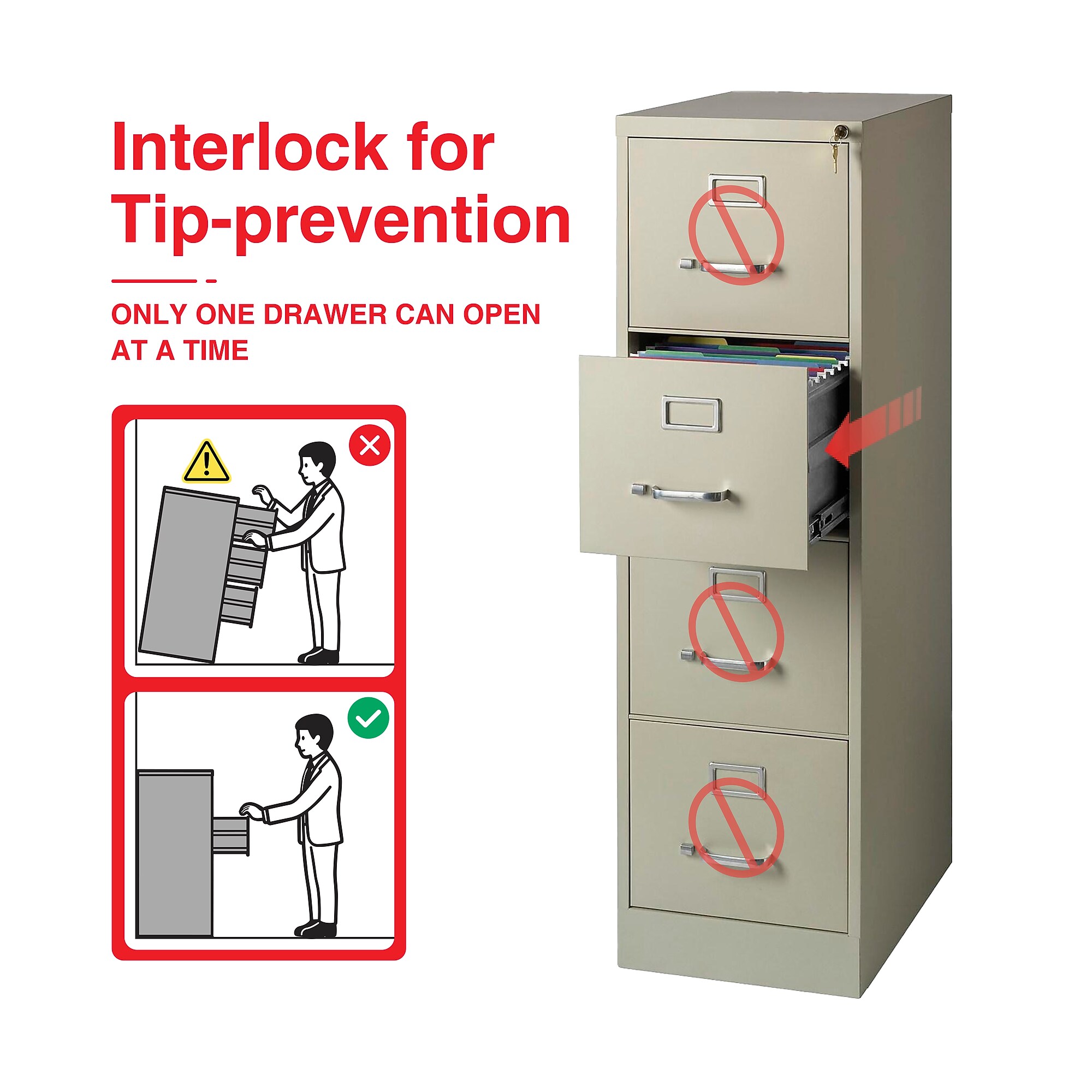 Staples Heavy Duty 4 Drawer Vertical File Cabinet, Letter Size, 51.97″H x 15″W x 22″D, Putty (22336D) Sansujyuku sansujyuku.com