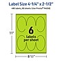 Avery Printable Oval Multipurpose Labels, 4.25" x 2.5", Bright Green, 480/Box (94058)~#|#~D0DEB75C-0711-4BF9-AA64A8C2E5D6EC57_sc7