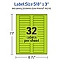 Avery Laser/Inkjet Multipurpose Rectangle Labels, 5/8" x 3", Bright Green, 640/Pack (94214)~#|#~D0E20D07-3733-4050-8A9C2FC073827B6F_sc7