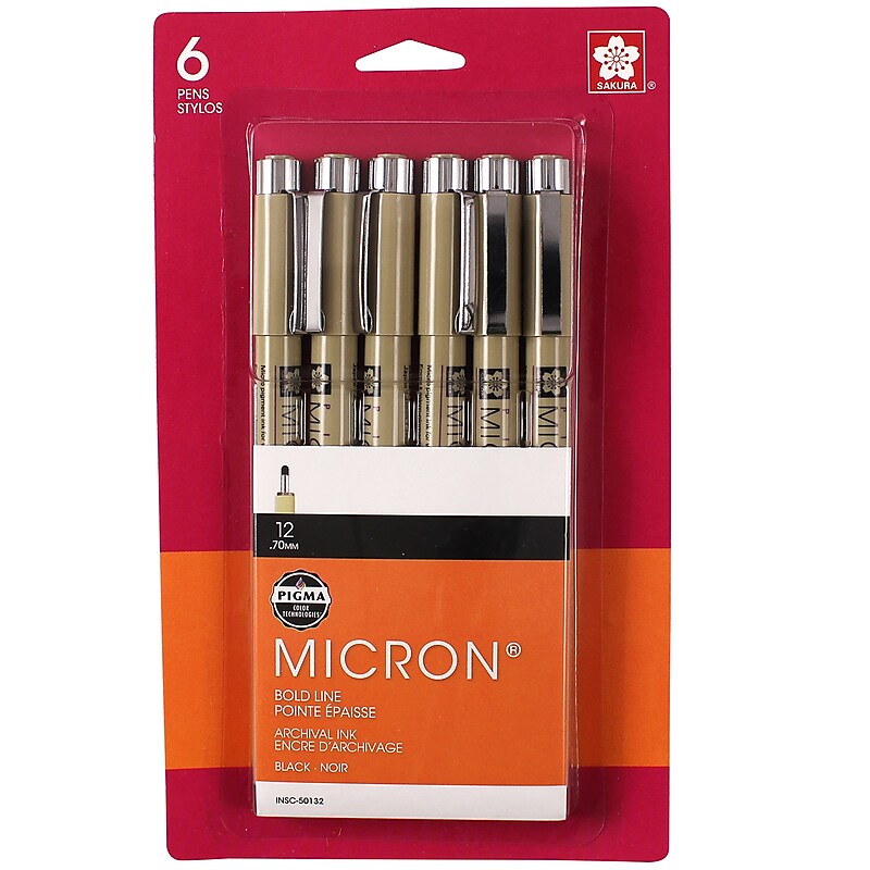 Sakura Pigma Micron Pens, Black, 6/Pack (SAK50132) image 1