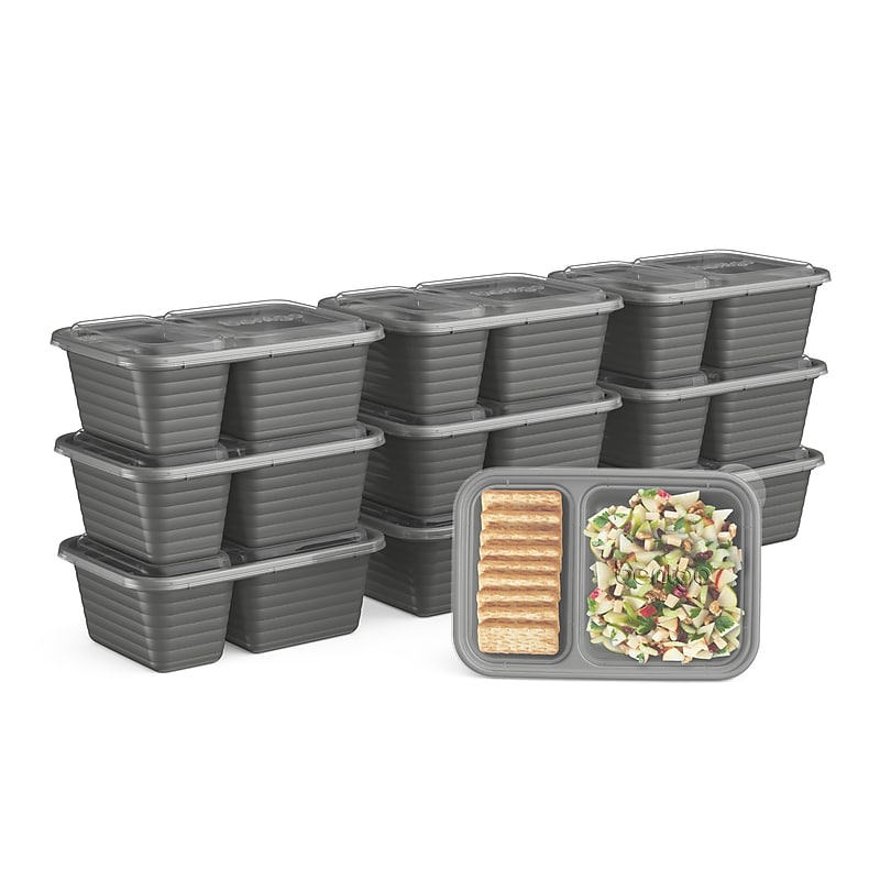 Bentgo Prep 2-Compartment Snack Container Bento Box, Pewter, 12 oz. (BGPRSNK-PT) image 1