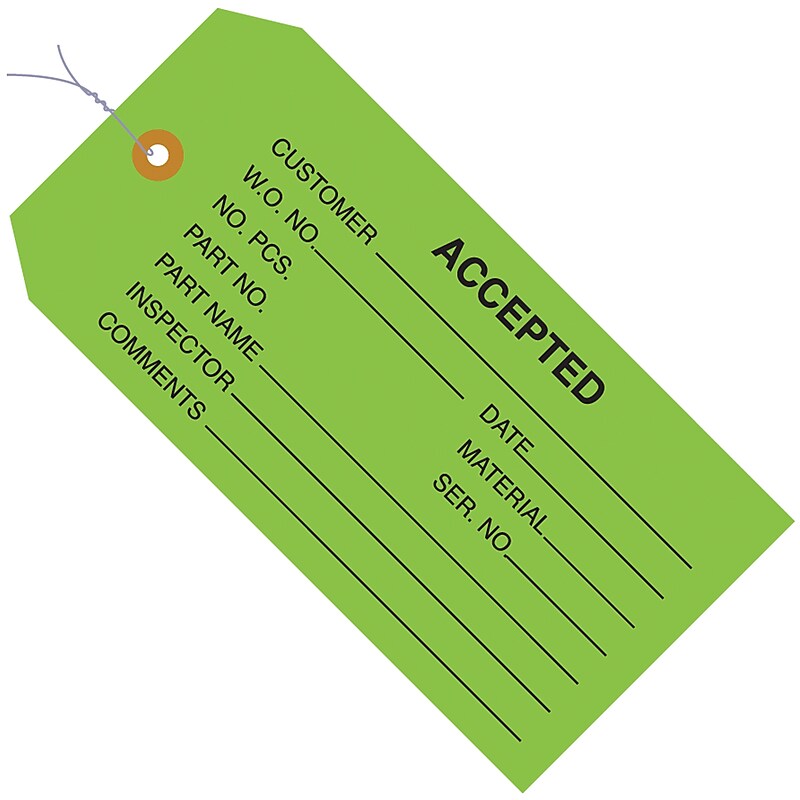 4.75" x 2.38" "Accepted" Inspection Tags, 1000/Carton (G20023) (G20023) image 1