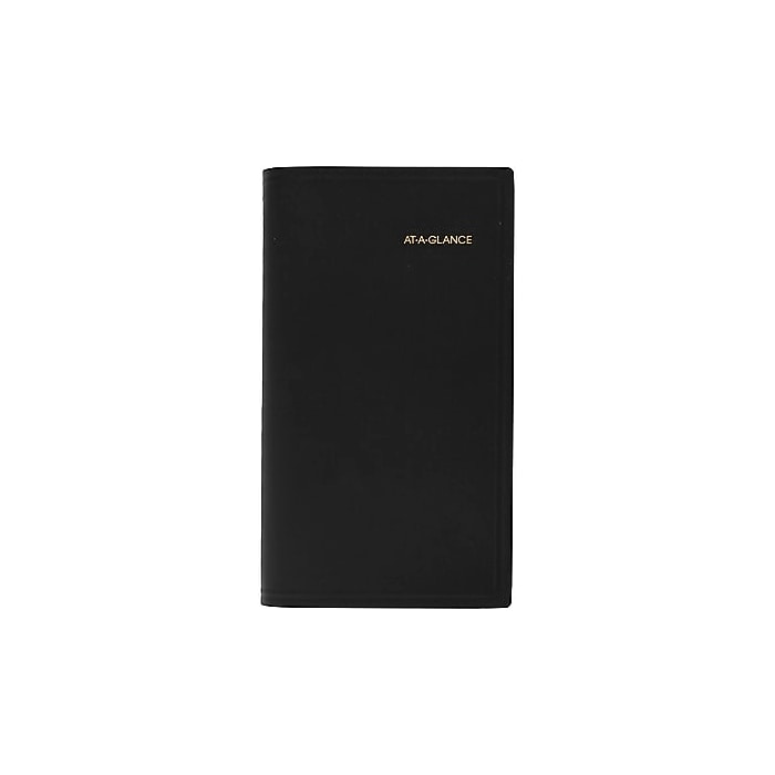 AT-A-GLANCE 2025-2026 Pocket Monthly Planner – 3.5x6 Inches, Recycled Paper, Faux Leather Cover, 2-Year Calendar