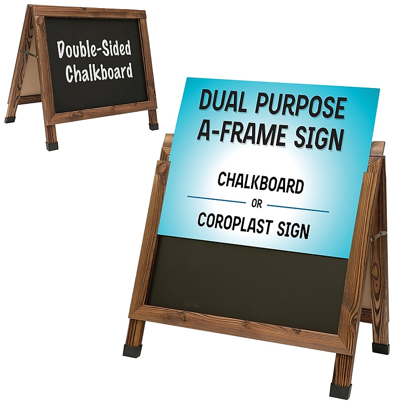Excello Global Products 18x24 Chalkboard Coroplast Combo A-Frame, Brown (EGP-HD-0534-BN) image 1