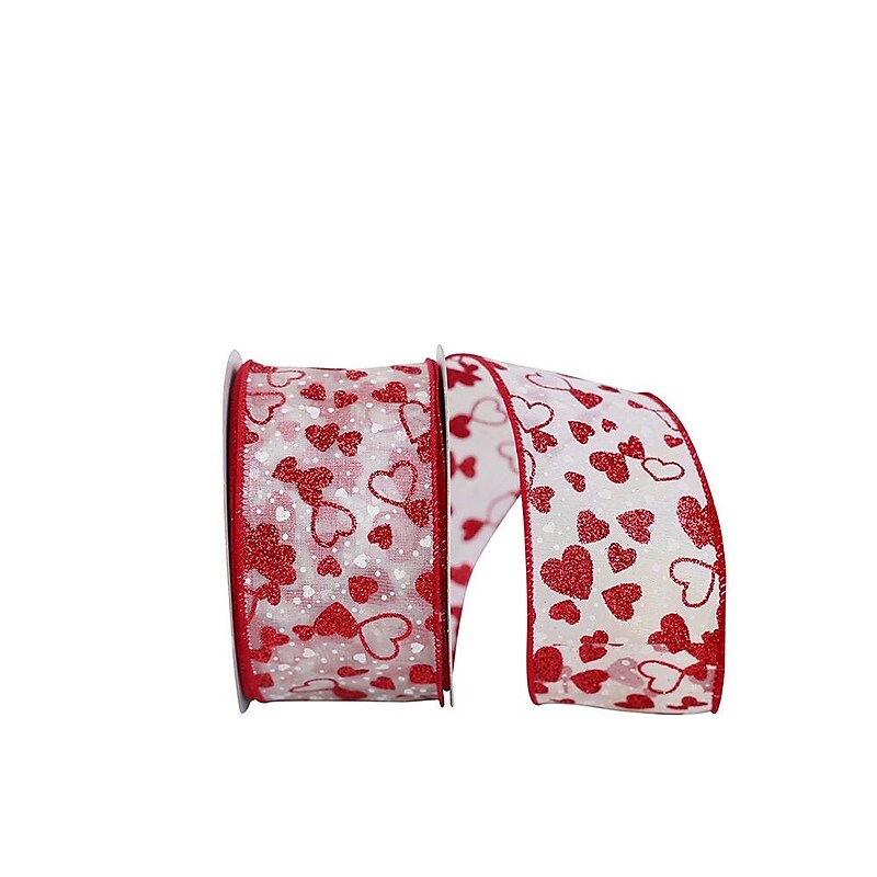 JAM Paper Valentine's Day Sheer Glitter Ribbon, Multicolored (52640340725) image 1
