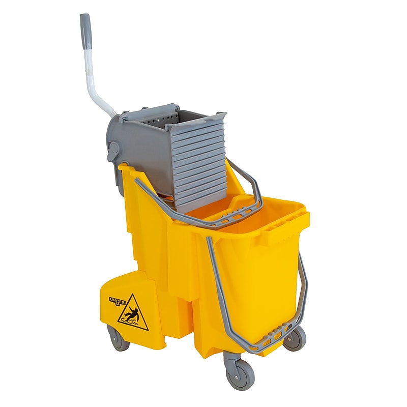 Unger SmartColor Dual Compartment Mop Bucket, 32 Quart, Yellow (COMBY) image 1