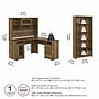 Bush Furniture Cabot 60"W L Shaped Computer Desk with Hutch and 5 Shelf Bookcase, Reclaimed Pine (CAB011RCP)~#|#~D0FDC88E-30E5-413D-9817EAE6B887F344_sc7