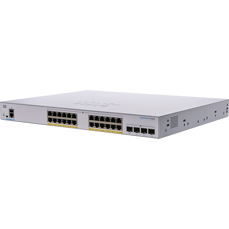Cisco Business 350 Series 28-Port Gigabit Ethernet Managed Switch, Silver (CBS350-24FP-4G-NA) image 1