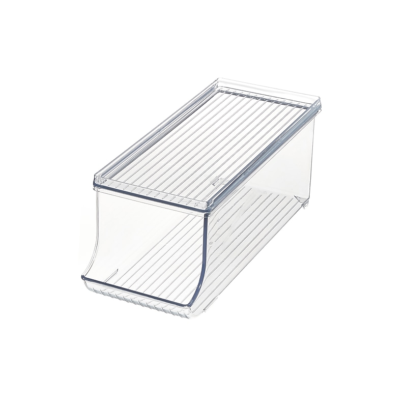 iDESIGN Plastic Soda Can Dispenser with Lid, Clear (70035) image 1