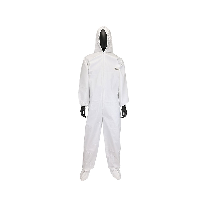 PosiWear Breathable Advantage Coverall With Hood and Boot, White, 5XL, 25/Carton (3609/5XL) image 1
