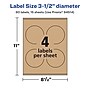Avery Laser/Inkjet Multipurpose Circle Labels, 3.5" Dia, Kraft Brown, 60/Pack (94514)~#|#~D113F431-D3FB-4D22-A5D7170461B6F66F_sc7