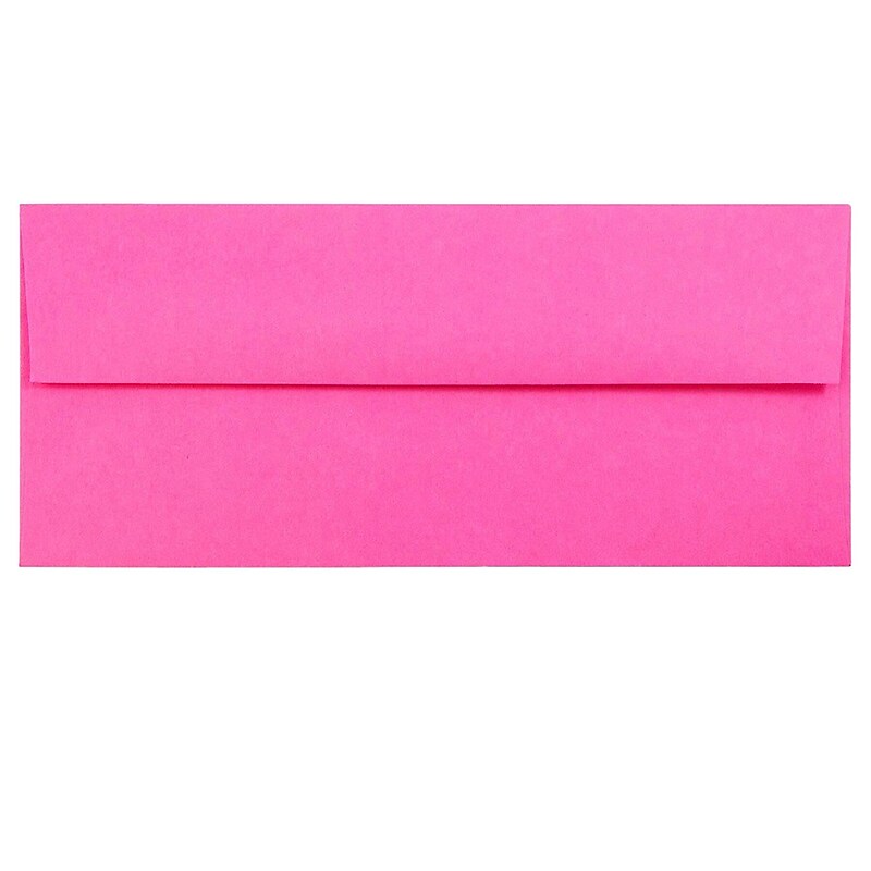JAM Paper #10 Business Envelopes, 4 1/8" x 9 1/2", Ultra Fuchsia Pink, 100/Pack (15847d) image 1