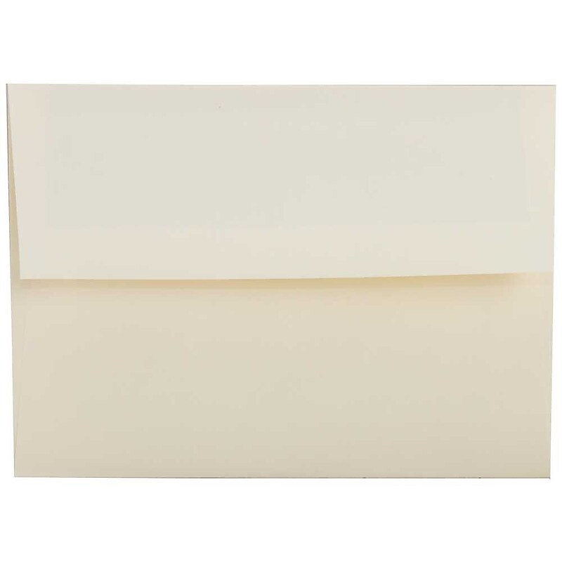 JAM Paper A2 Booklet Envelope 4 3/8" x 5 3/4", Natural White Linen, 100/Pack (99761d) image 1