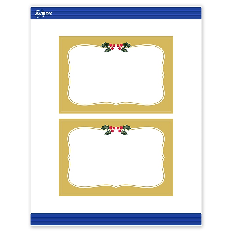 Avery Gold-Metallic Berries Matte Blank Card, White, 20/Pack (S00-FGX) image 1