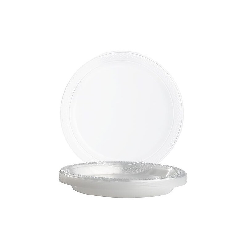 JAM PAPER 7" Plastic Plates, Clear, 80 Plates/Pack (7255320678g) image 1