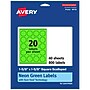 Avery Decorative Edge Multipurpose Labels, 1-5/8" x 1-5/8", Neon Green, 800/Pack (94110)~#|#~D1357C19-1DE4-4CD2-A808F34993275B25_sc7