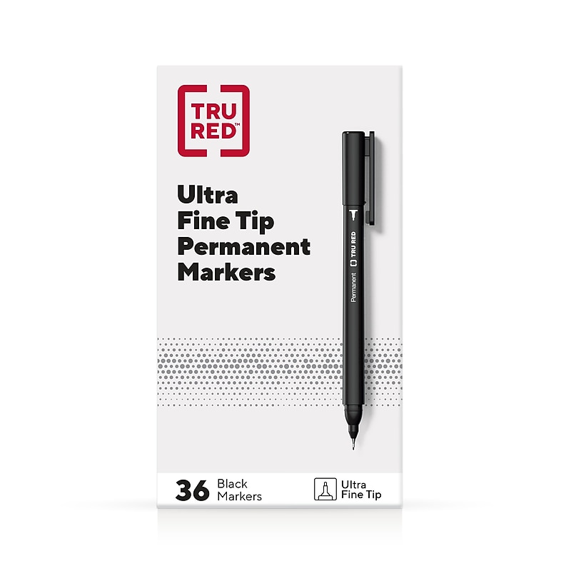 TRU RED™ Pen Permanent Markers, Ultra Fine Tip, Black, 36/Pack (TR54546) image 1