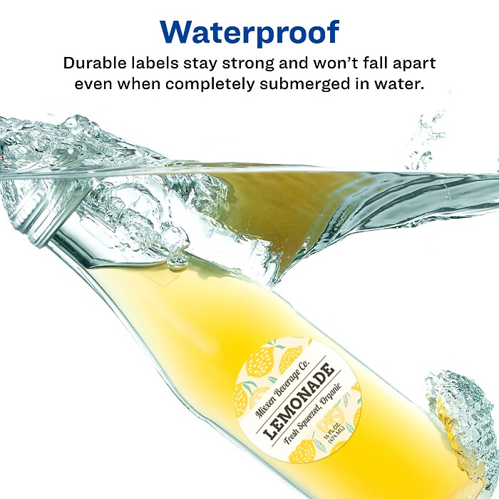 Avery Waterproof Laser/Inkjet Round Labels, 2 1/2