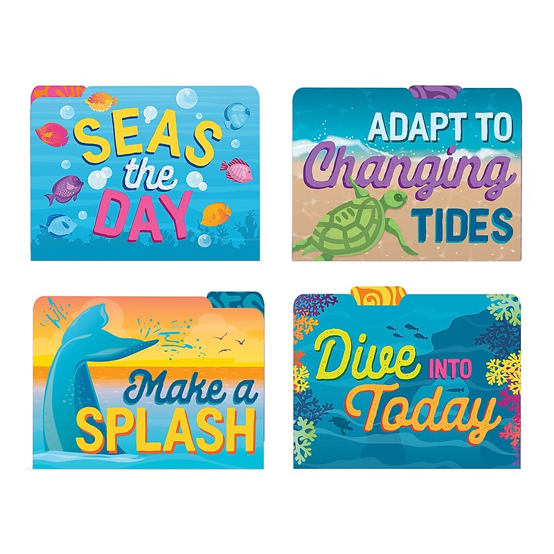Eureka Seas the Day File Folder, 1-Tab, Letter/Legal Size, Multicolored, 4/Pack, 6 Packs/Bundle (EU-866455-6) image 1