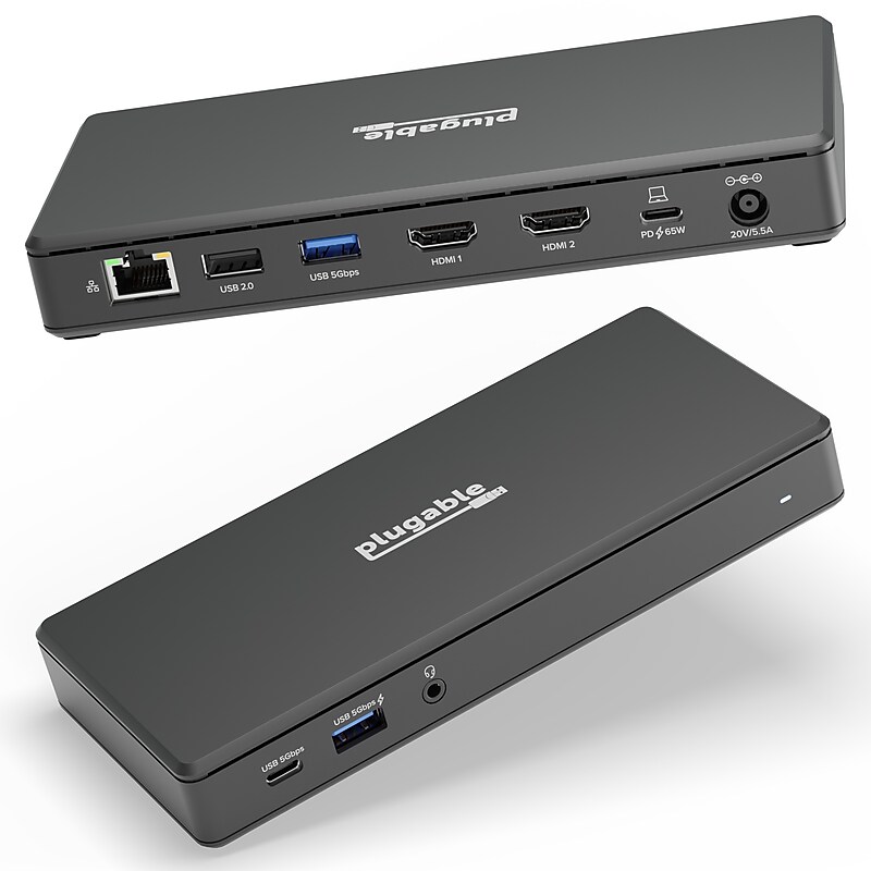 Plugable USB-C Dual HDMI Display Docking Station With 65W Laptop Charging (UD-MSTH2) image 1