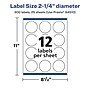 Avery Laser/Inkjet Multipurpose Circle Labels, 2.25" Dia, Glossy Clear, 300/Pack (94510)~#|#~D15970AB-FBA4-415F-8F4F9257A87F6782_sc7