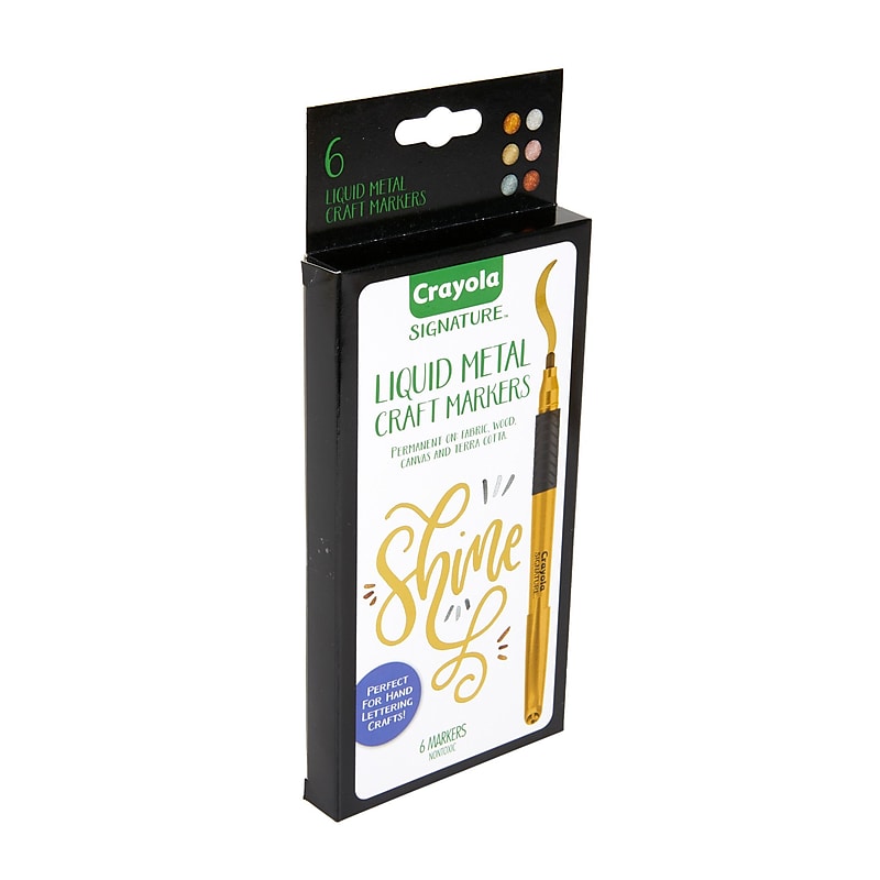 Crayola Signature Acrylic Liquid Metal Markers, Assorted Colors, 6/Pack (58-6702) image 1
