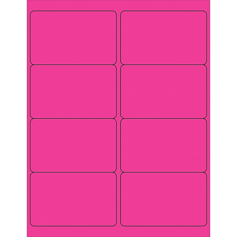 Tape Logic Rectangle Laser Labels, 4" x 2 1/2", Fluorescent Pink, 800/Case (LL179PK) image 1