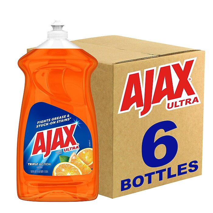 Ajax Triple Action Liquid Dish Soap, Orange, 52 oz., 6/Carton