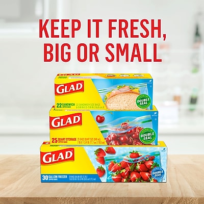 Glad Zipper Food Storage Plastic Bags - Quart - Thumbnail 2