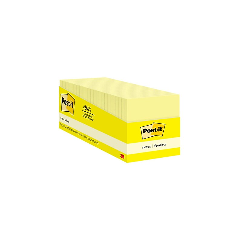 Post-it Notes, 3" x 3", Canary Collection, 90 Sheet/Pad, 24 Pads/Pack (65424CP) image 1