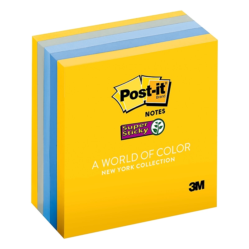 Post-it Super Sticky Notes, 3" x 3", New York Collection, 100 Sheet/Pad, 5 Pads/Pack (654-5SSNY) image 1