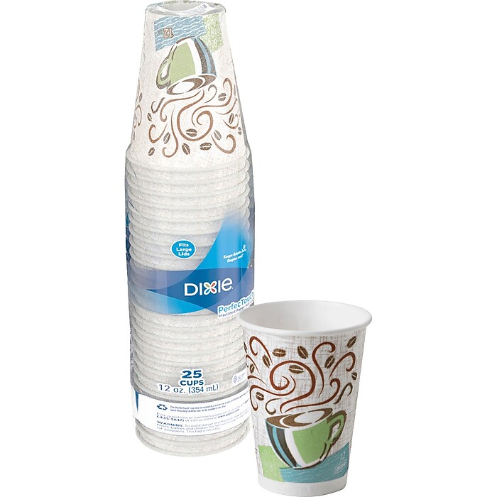Dixie PerfecTouch Paper Hot/Cold Cups, 12 oz., Coffee Haze, 25