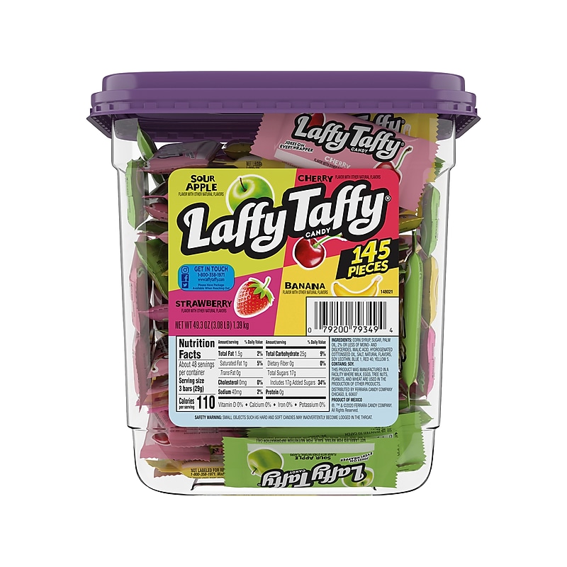 Laffy Taffy Assorted Chewy Candy, 49.3 oz, 145/Tub (FER42356 ) image 1