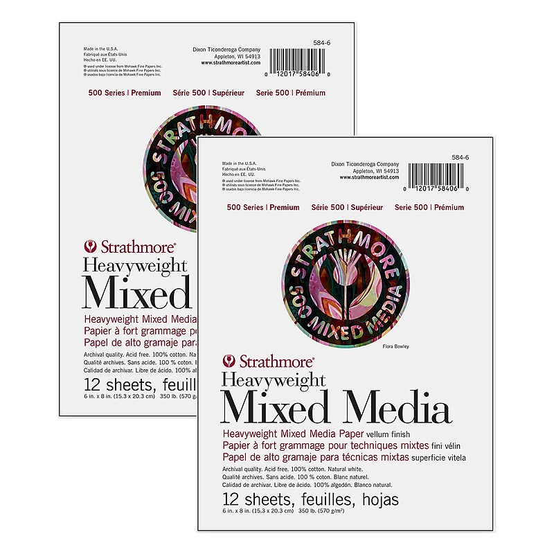 Strathmore 500 Series 6" x 8" Mixed Media Sketch Pad, 12 Sheets/Pad, 2/Bundle (STTP58461-2) image 1