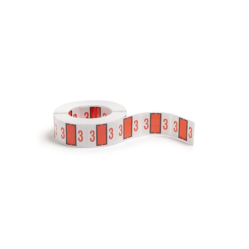 Smead BCCRN Color Coded Numeric Labels, 3, Dark Orange, 500/Roll (67373) image 1