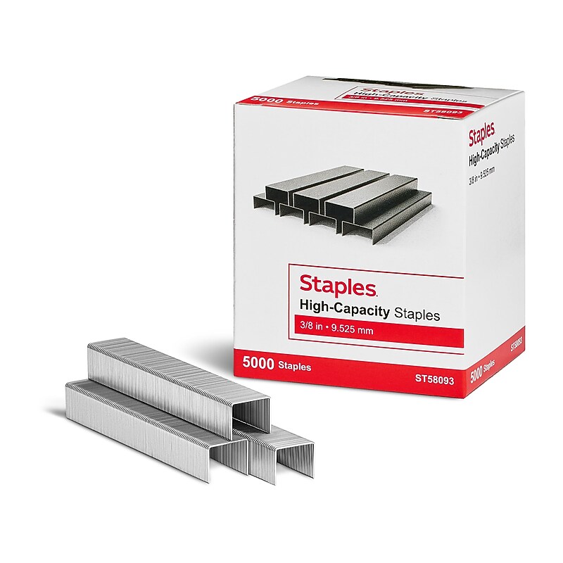 Staples High-Capacity Staples, 3/8" Leg Length, 5000/Box (TR58093) image 1