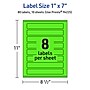 Avery Laser/Inkjet Multipurpose Rectangle Labels, 1" x 7", Neon Green, 80/Pack (94225)~#|#~D1AB8C1C-55BB-493E-8C5C8EF6D4AA1EBC_sc7