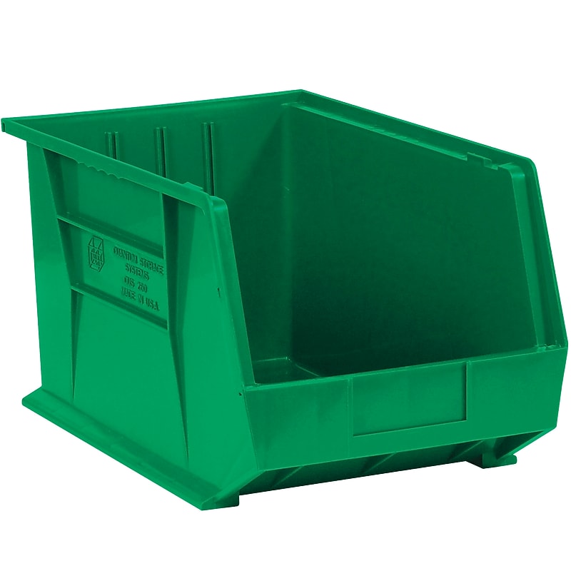 BOX 10 3/4" x 8 1/4" x 7" Plastic Stack and Hang Bin Box, Green image 1