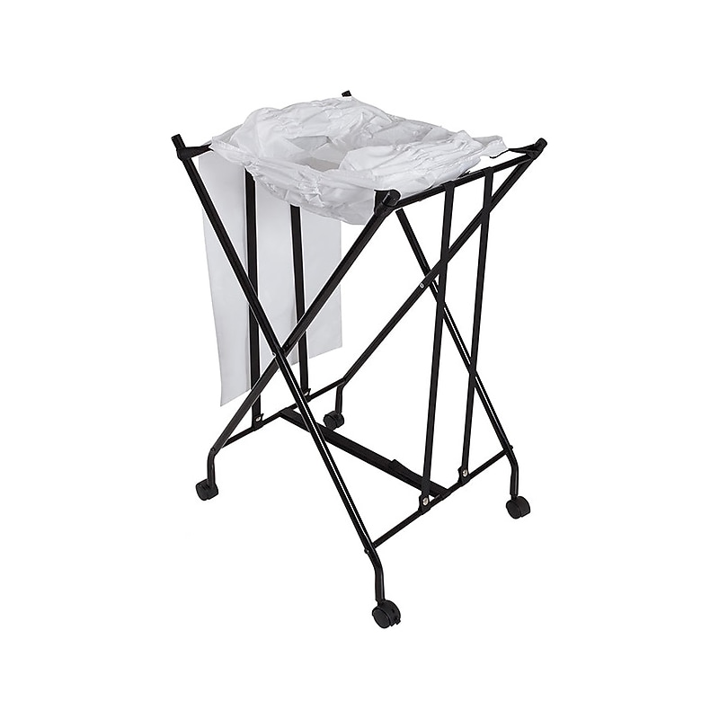 Honey-Can-Do Collapsible Wheeled Bounce-Back Hamper with Lid, Black/White (HMP-09748) image 1
