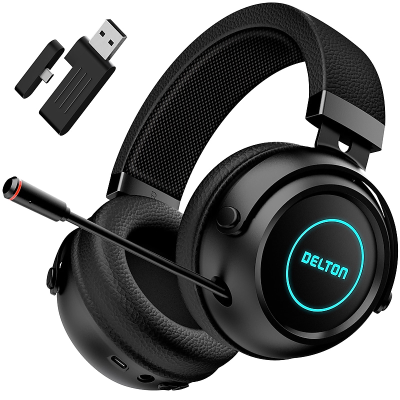 Delton G520 Wireless Noise Canceling Bluetooth Stereo Business/Gaming Over-the-Ear Computer Headset, Black (DBHG520) image 1